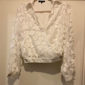 Chic White Textured Blouse